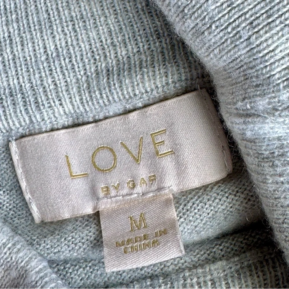 Love‎ by Gap Stripe Lurex Turtleneck Sweater Merino Blend Gray M